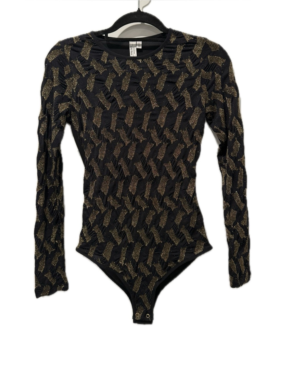 & Other Stories Metallic Knit Bodysuit in Black and Gold